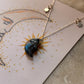 925 Sterling Silver Labradorite Half Moon Face Double Silver Star Handcrafted Necklace