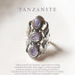Tanzanite 3 stone statement sterling silver ring