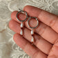 925 Sterling Silver Hessonite 2mm Fresh Water Pearl Hoops Earrings