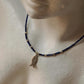 925 Sterling Silver Lapis Lazuli 2mm & Hill Tribe Fish / Matsya Charm Silver Beads Handcrafted Necklace