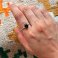 925 Sterling Silver Star Black Onyx Oval Engraved Adjustable Ring