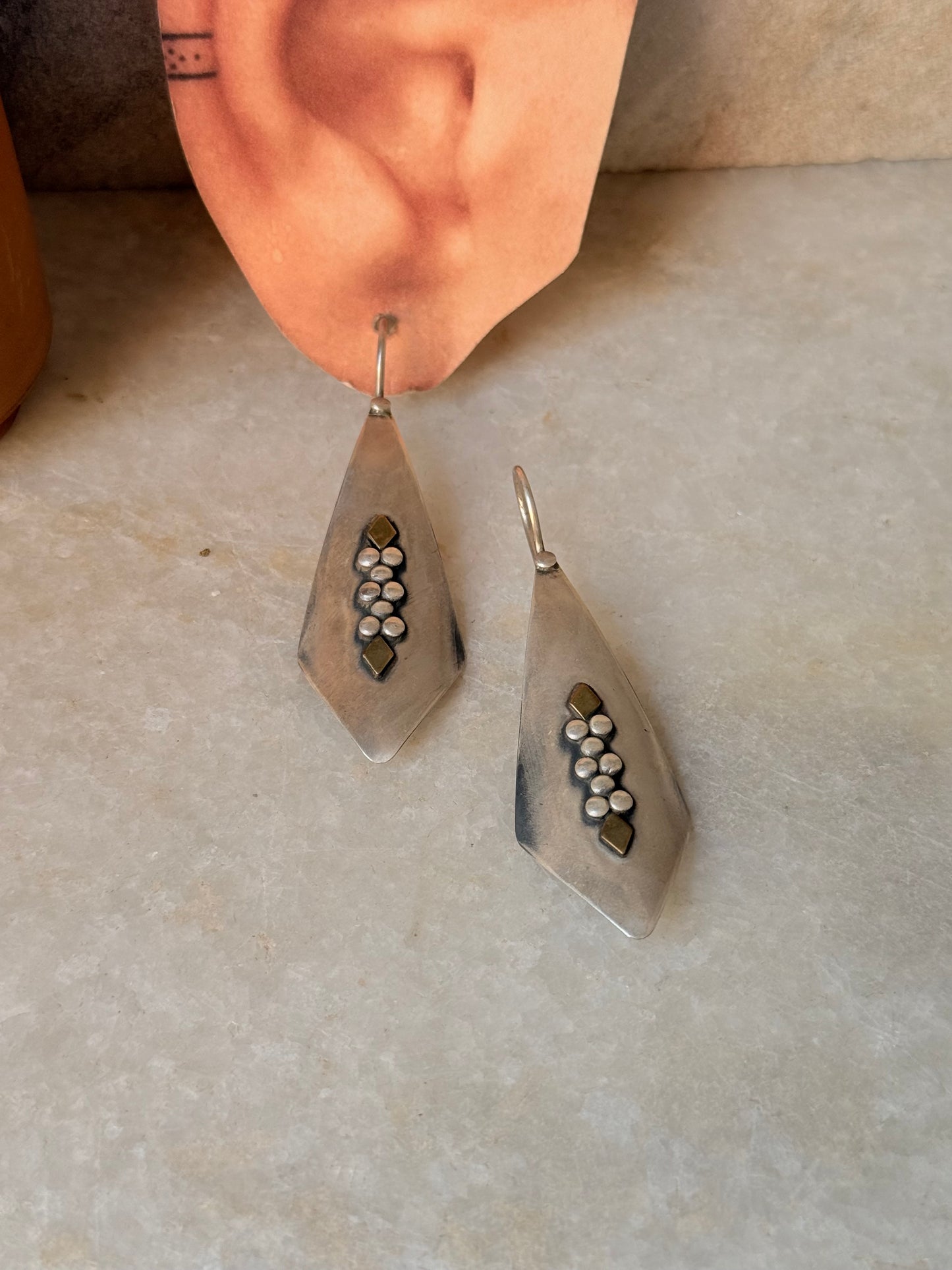 925 Sterling Silver Tribal Hill Tribe Handcrafted Rawa Hook Earrings