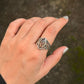 925 Sterling Silver Smokey Quartz Marquise Vintage Crown Ring