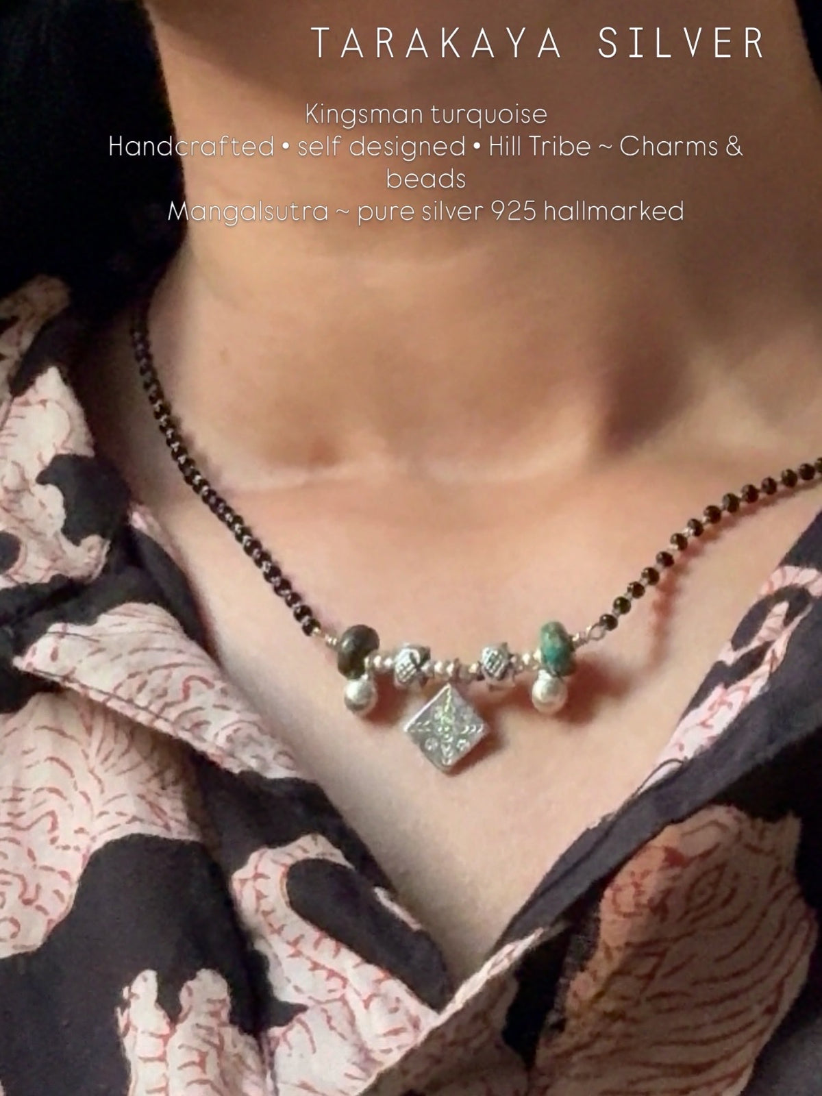 925 Sterling Silver Tribal Ghungroo Kingsman Turquoise  Handcrafted One of a Kind Boho Style Mangalsutra