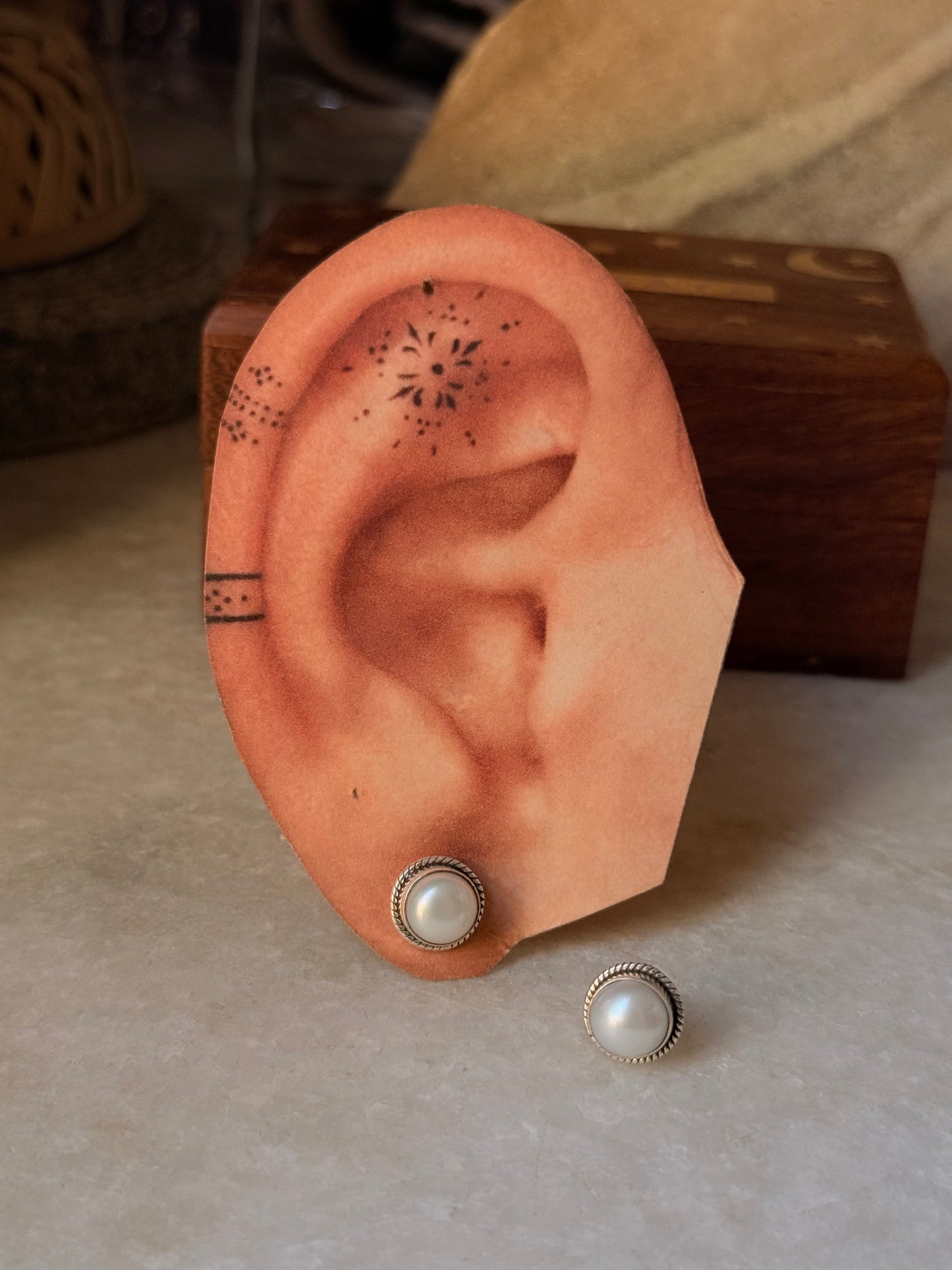 925 Sterling Silver Classic Fresh Water Pearl Round Studs Daily Wear Earrings