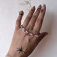 Elegant sterling silver bracelet with amethyst moon & star details 