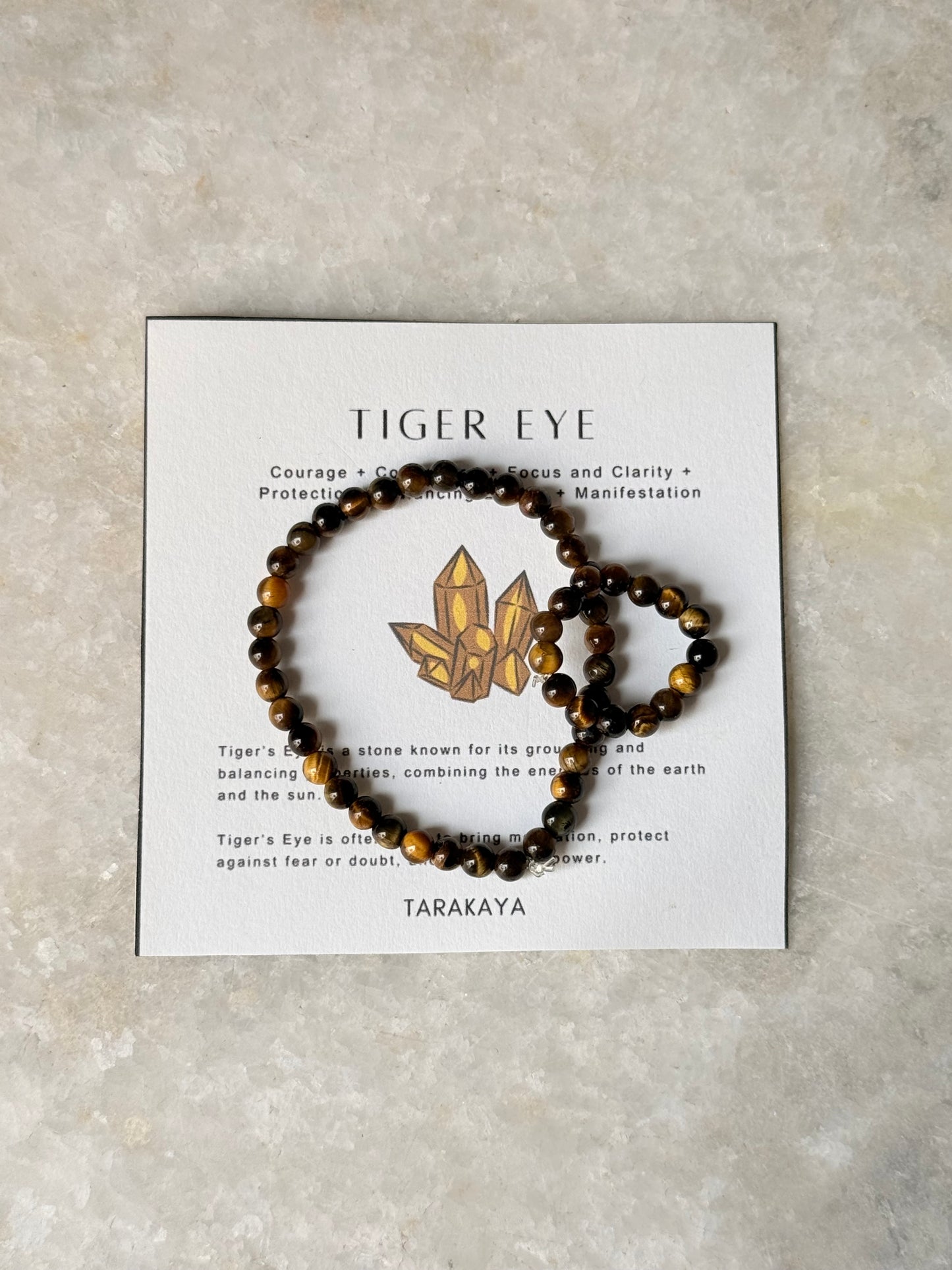 Natural Crystal Tiger Eye 4MM Stretchy Ring & Bracelet
