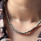 925 Sterling Silver Dalmatian Jasper Flat Tube Crystal Necklace