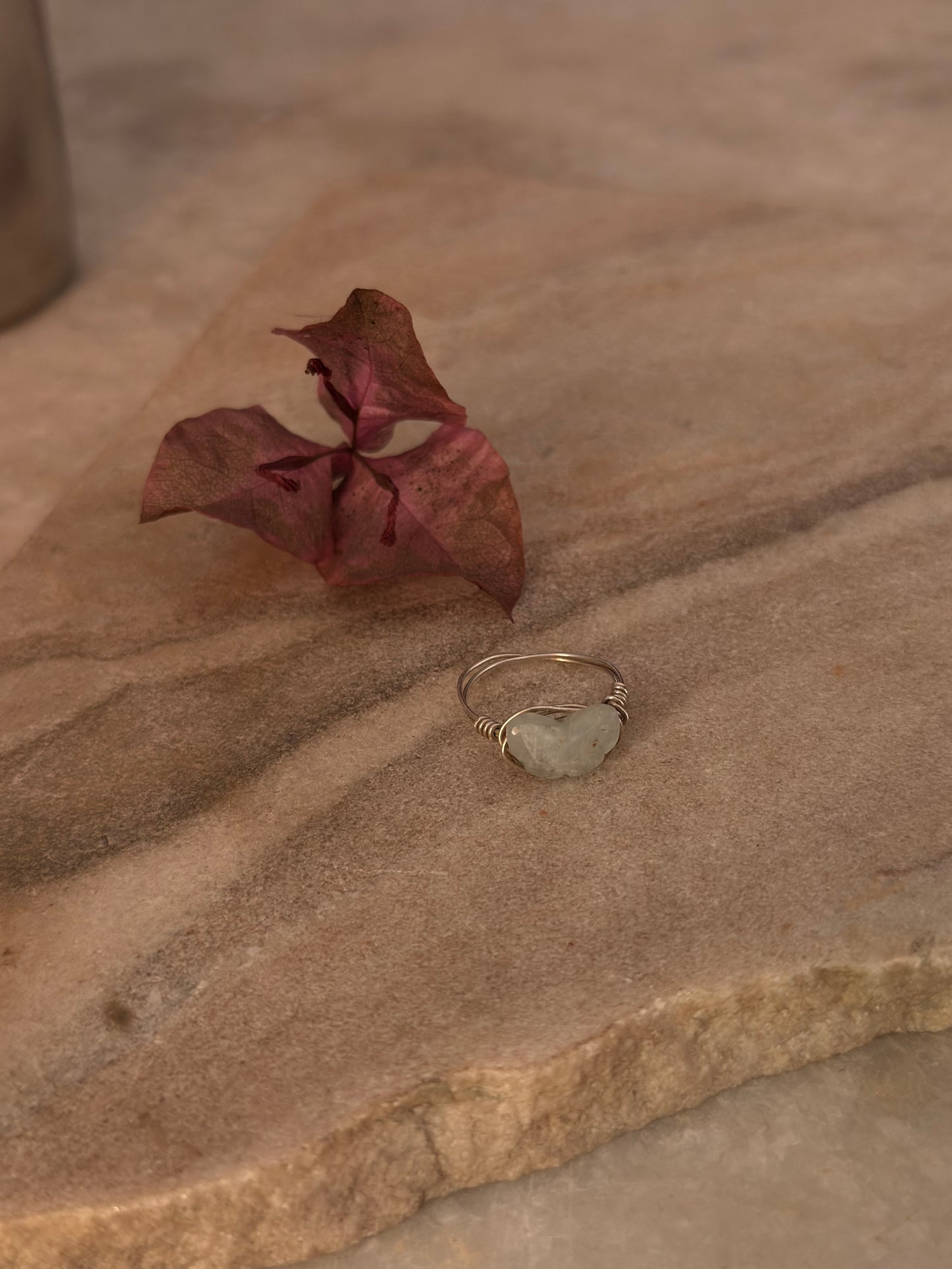 925 Sterling Silver Aquamarine Butterfly Wire Wrapped Handcrafted Ring