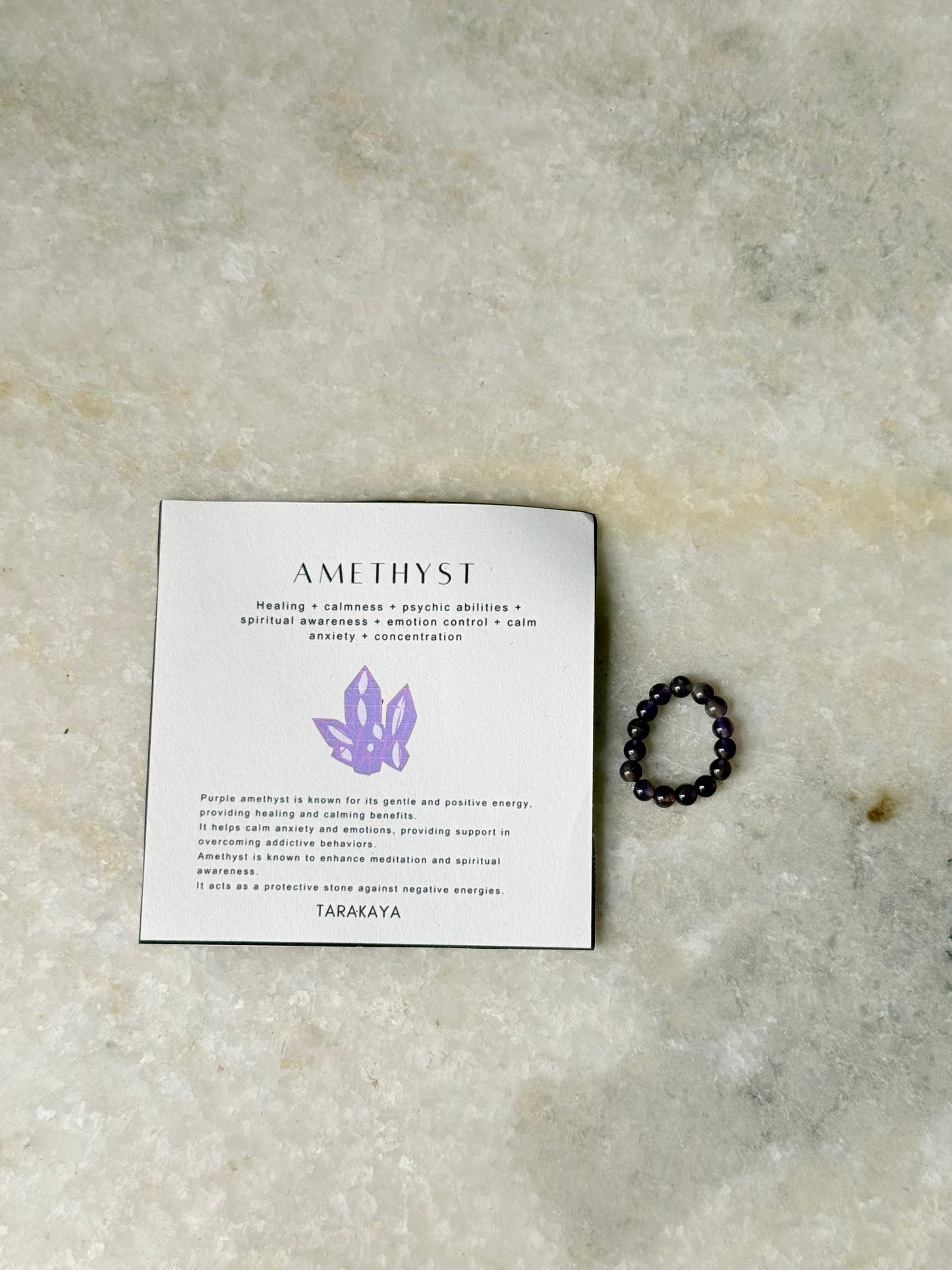 Natural Crystal Amethyst 4mm Stretchy Rings