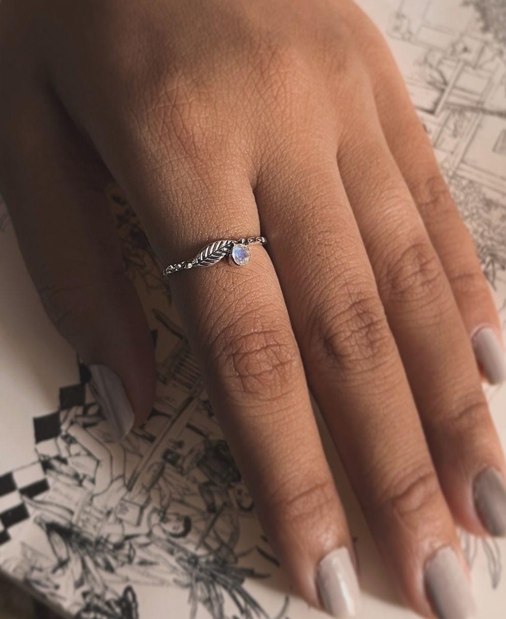 Moonstone Dainty Forest Sterling Silver Ring