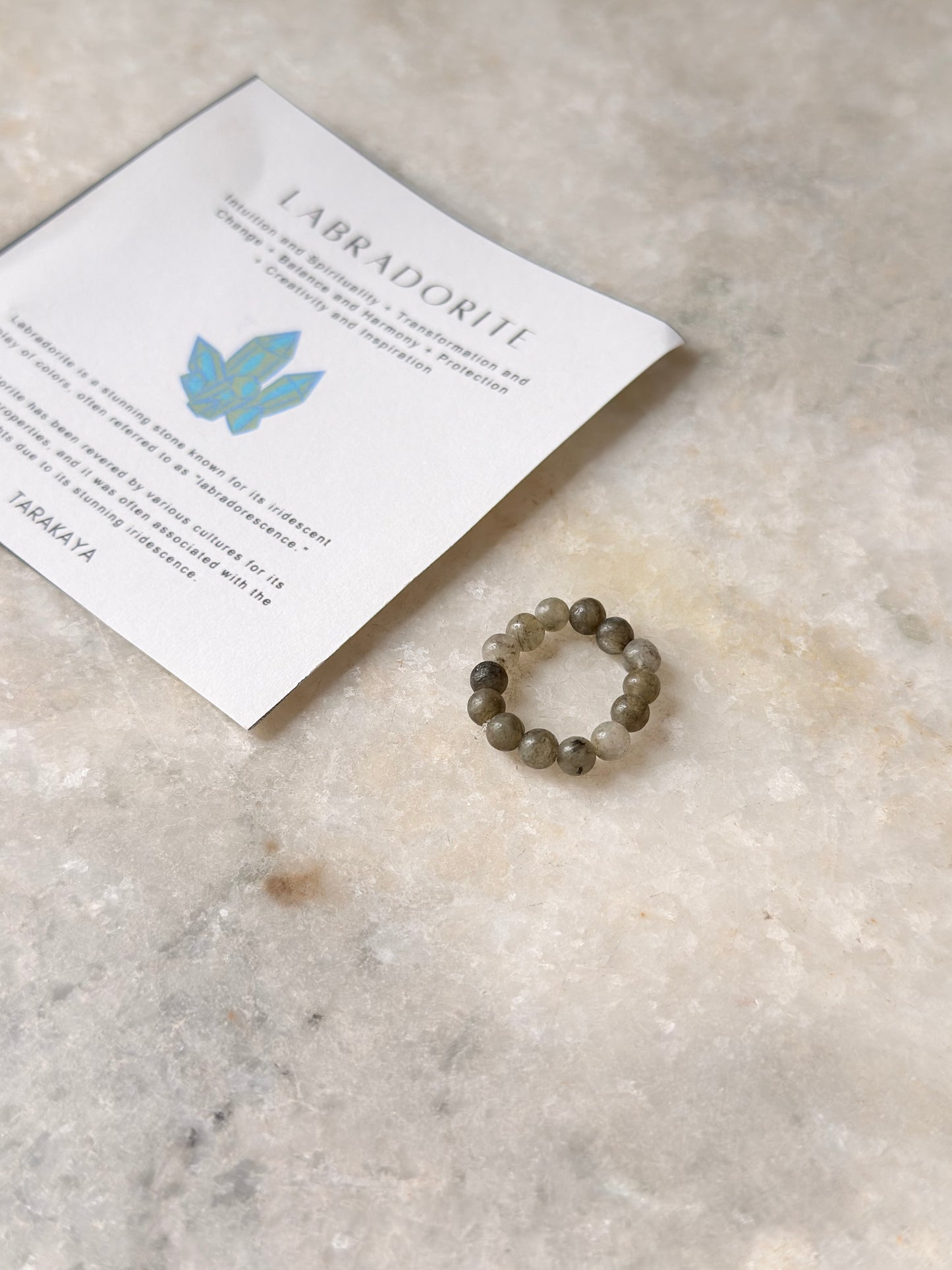 Natural Crystal Labradorite 4mm Stretchy Rings
