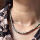 925 Sterling Silver Dalmatian Jasper Flat Tube Crystal Necklace
