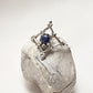 Lapis Lazuli Gemstone Flower Silver Ring for Bold Fashion
