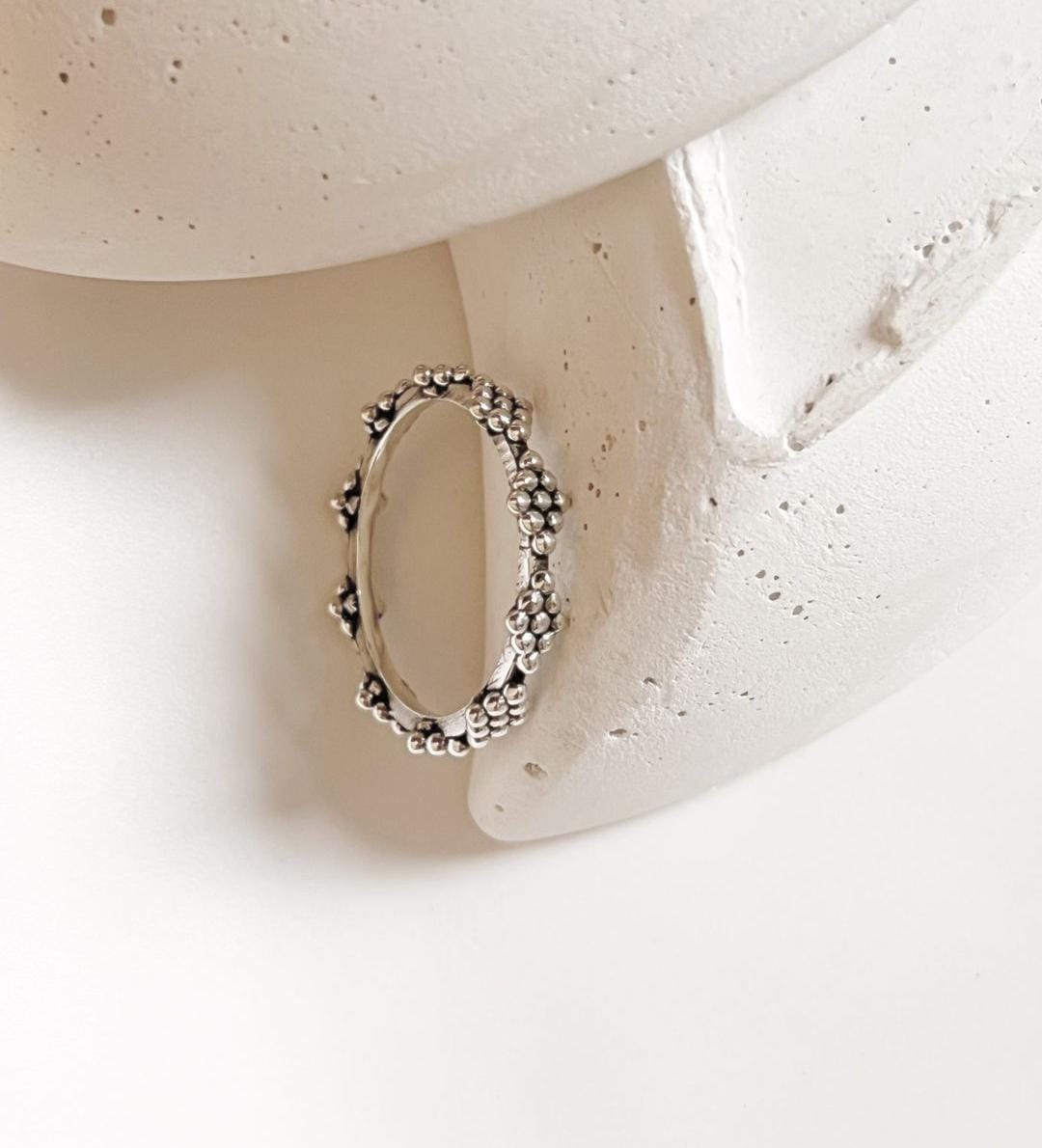 Intricate Raavy Tribal Silver Stack Ring