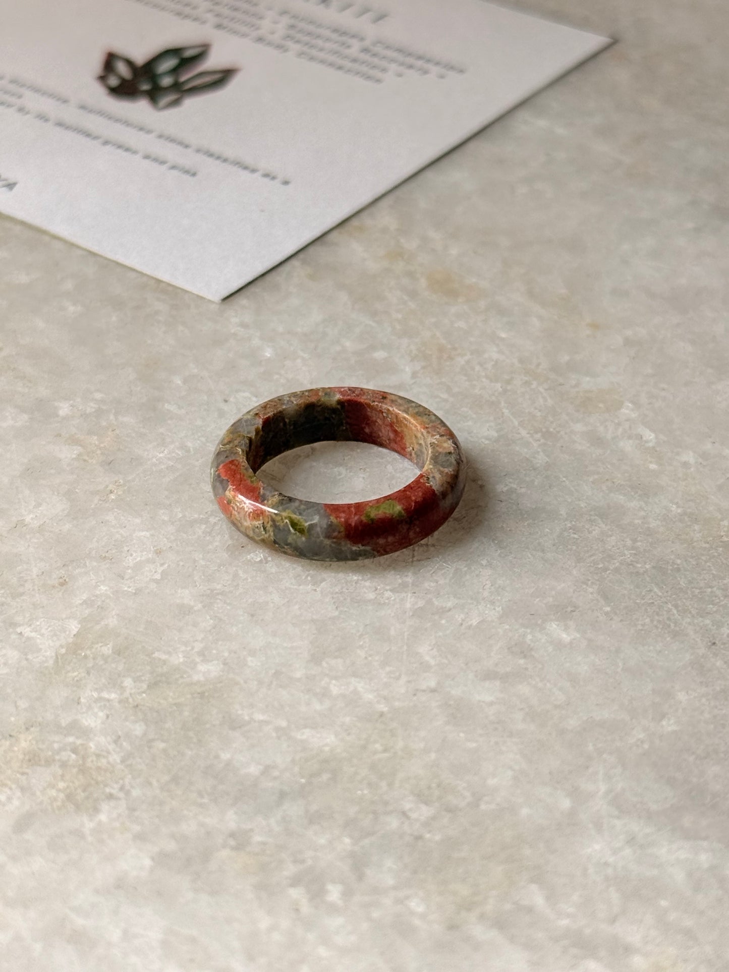 Natural Crystal Unakite Band Ring
