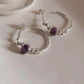 Amethyst CZ Hoop Earrings with Silver Detailing 