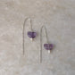 925 Sterling Silver Amethyst Butterfly & Pearl Threader Earrings