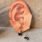 925 Sterling Silver Black Jasper Pearl Butterfly Crystal Studs Earring