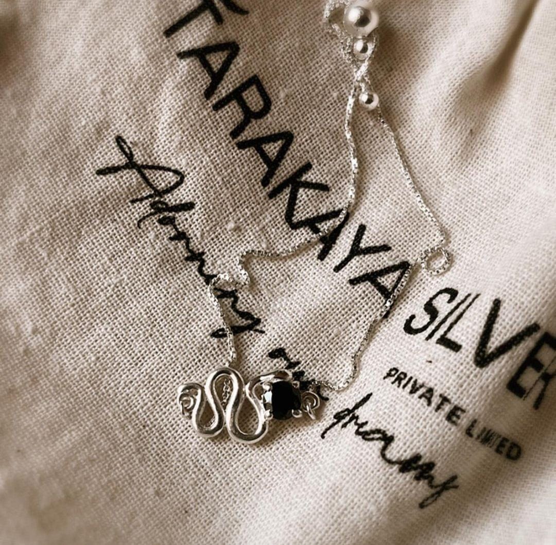 Minimalist Black Onyx Serpent Silver Bracelet