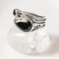 Bold Black Onyx Pear Cut Rustic Ring Design