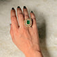 925 Sterling Silver Gold Plated Green onyx , Antique Moissanite Polki Adjustable Ring