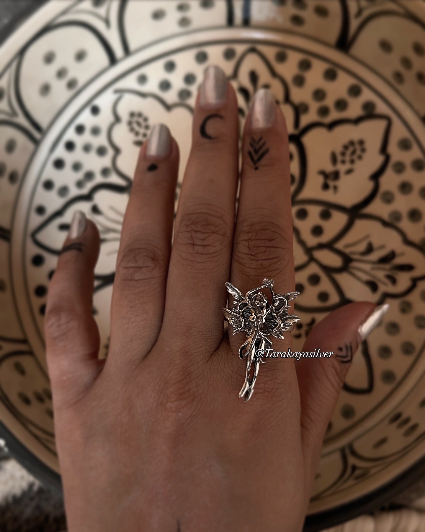 Mystical Angel Adjustable 925 Sterling Silver Ring