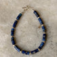 925 Sterling Silver Lapis Lazuli Flat Tube Crystal Silver Balls Bracelet