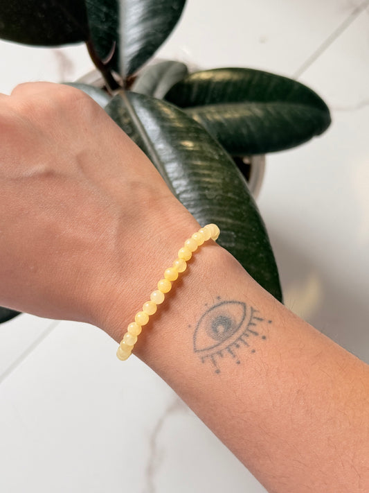 Natural Crystal Yellow Calcite 4MM Bracelet
