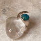 Copper Turquoise Moon Adjustable 925 Sterling Silver Ring