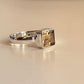 Square cut citrine gemstone in a fine silver ring