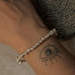 925 Sterling Silver Chunky Molten  Hill Tribe Handcrafted Beads In Pure Silver Wire Bracelet