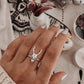 Intricate deer skull ring in sterling silver with smooth finish