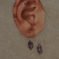 Oval amethyst boho rawa hook earrings in sterling silver