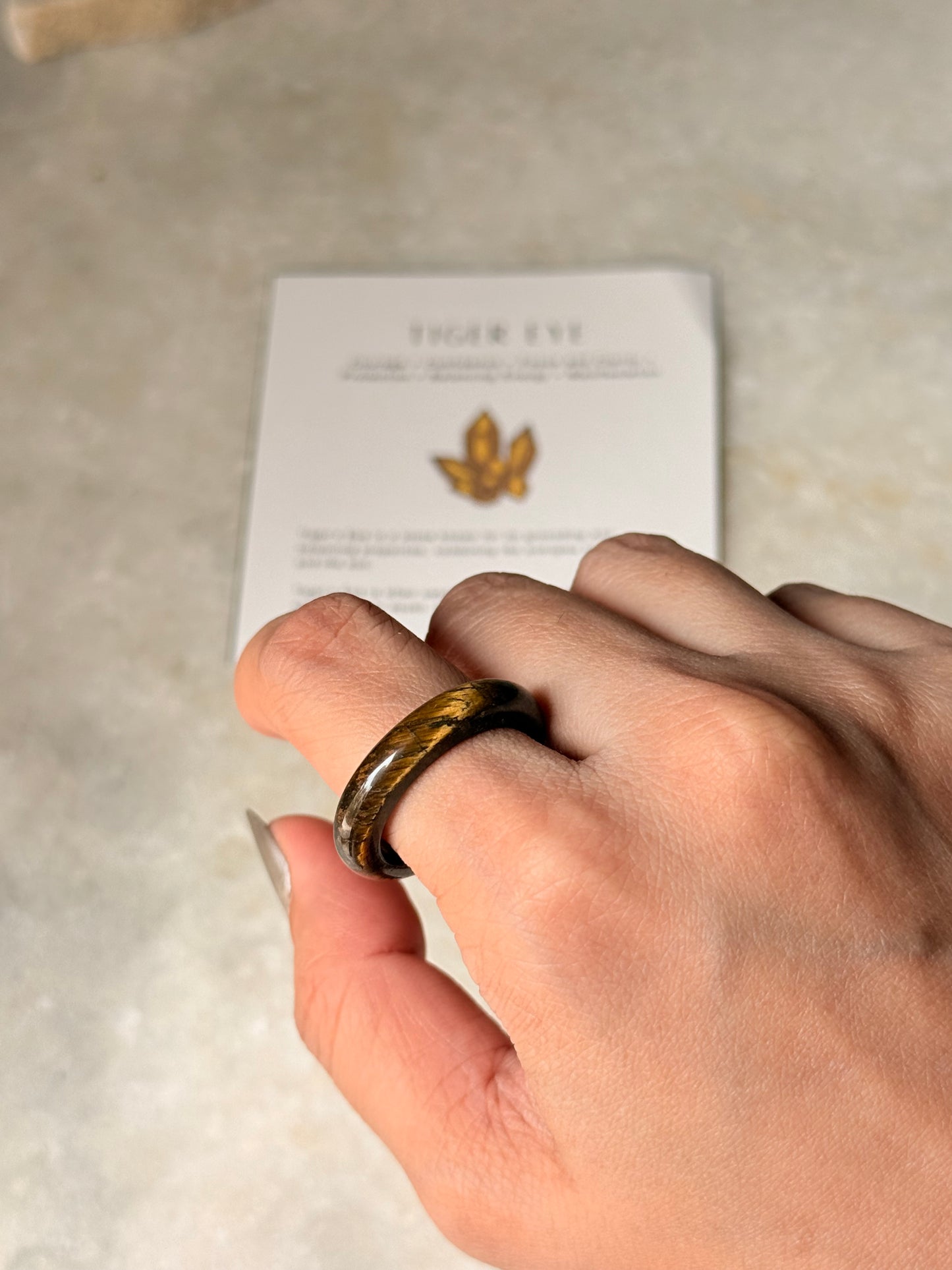 Natural Crystal Tiger Eye Band Ring