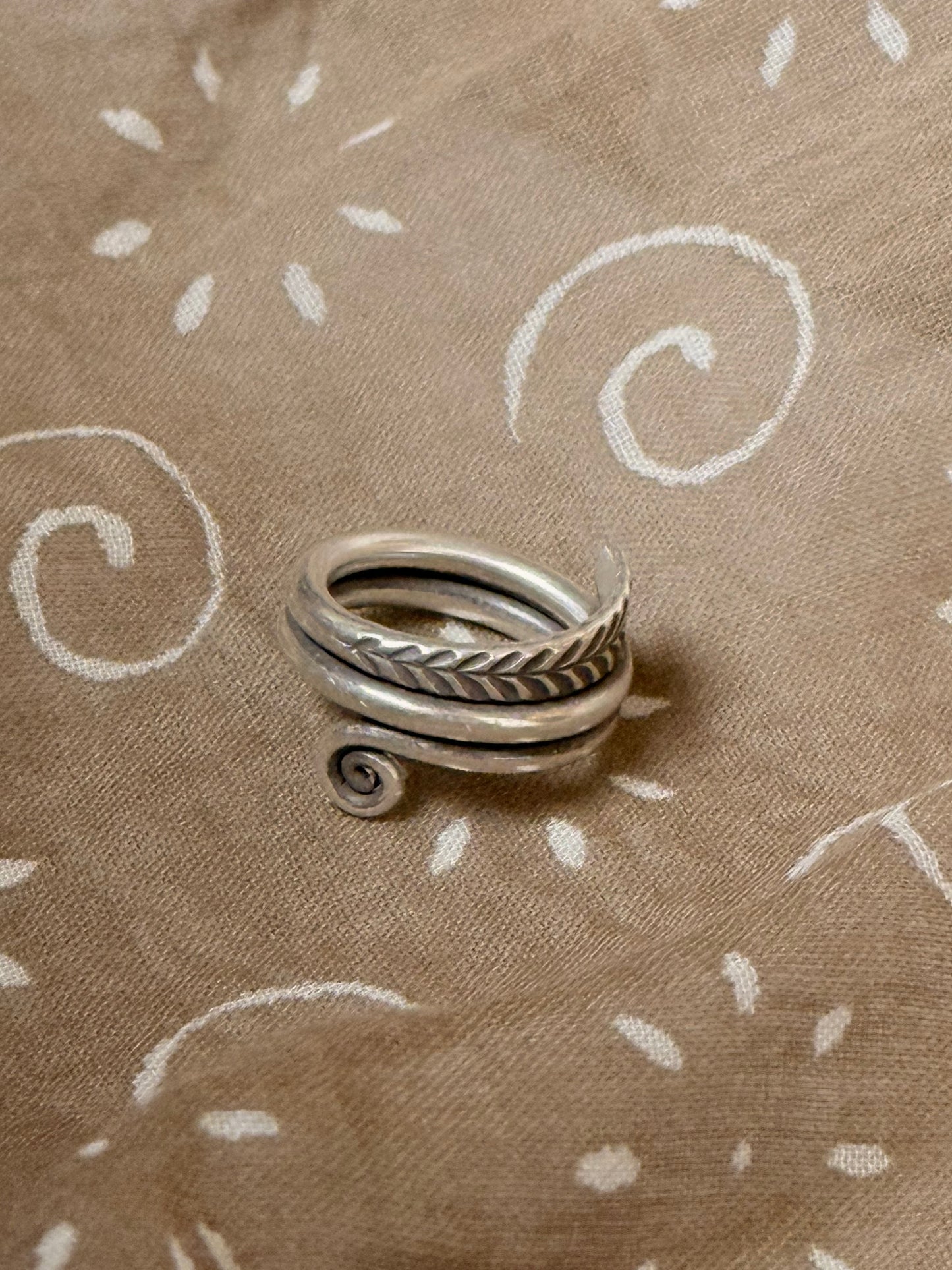 925 Sterling Silver Bohemian Hill Tribe Spiral Handcrafted Adjustable Ring