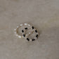Natural Crystal Stretchy Fresh Water Pearl & Black Spinel Moonstone Rings