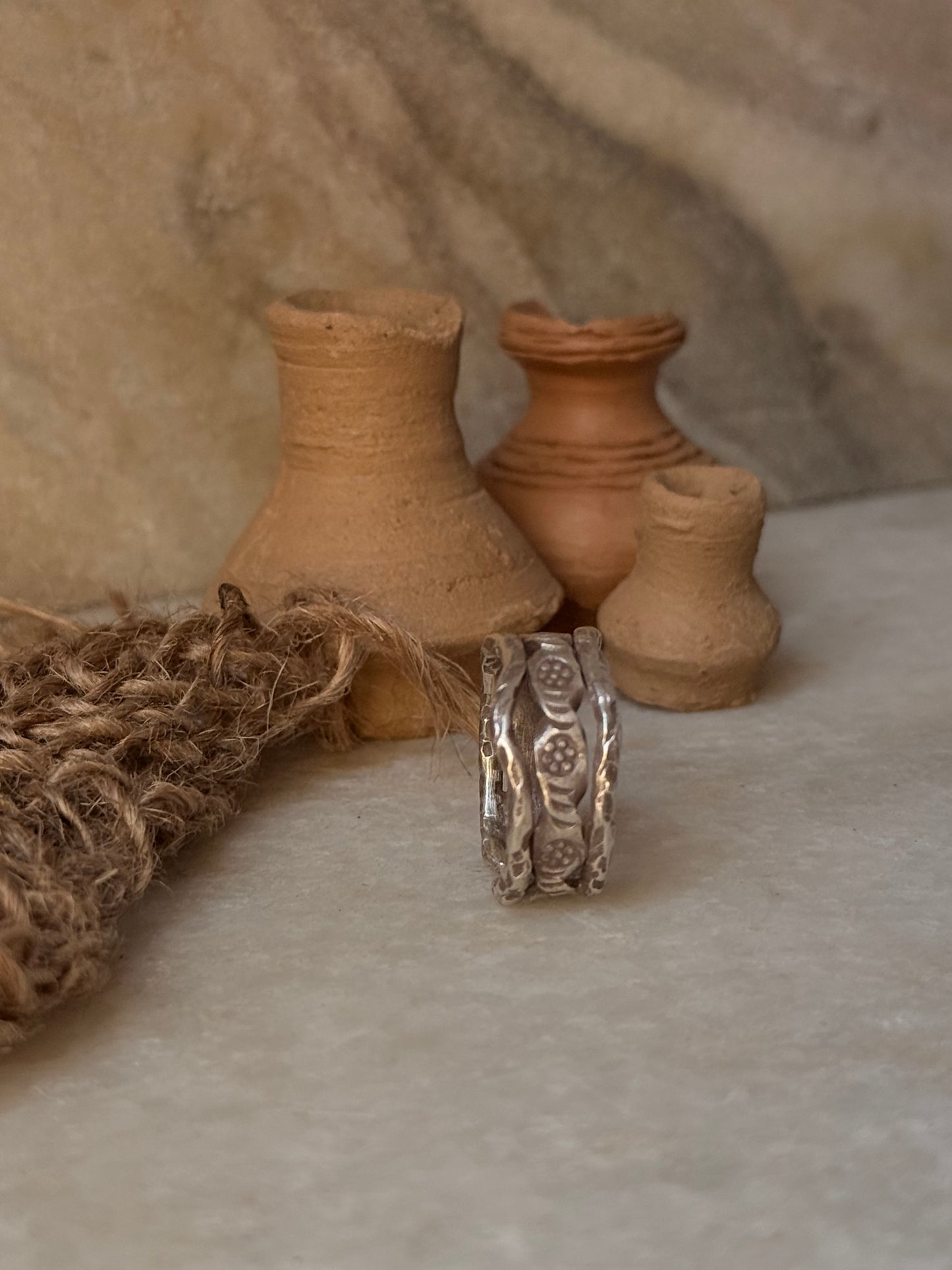925 Sterling Silver Bohemian Hill Tribe Handcrafted Adjustable Ring