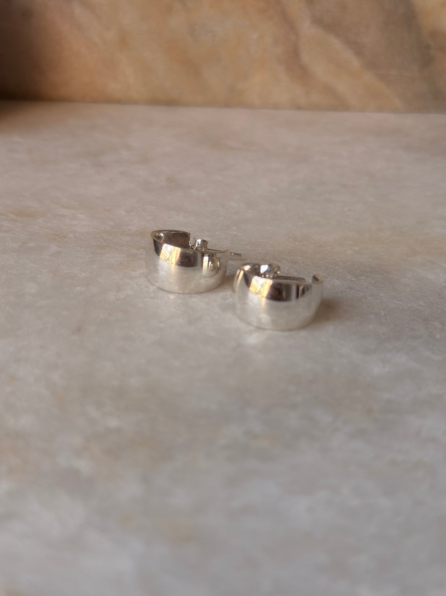 925 Sterling Silver Chunky Italian Big C Half Hoops Earrings