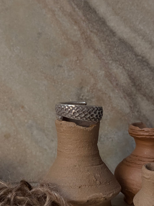 925 Sterling Silver Bohemian Hill Tribe Serpent Aura Band Handcrafted Adjustable Ring