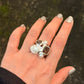 925 Sterling Silver Fresh Water Pearls & Smokey Quartz Cluster Statement Ring