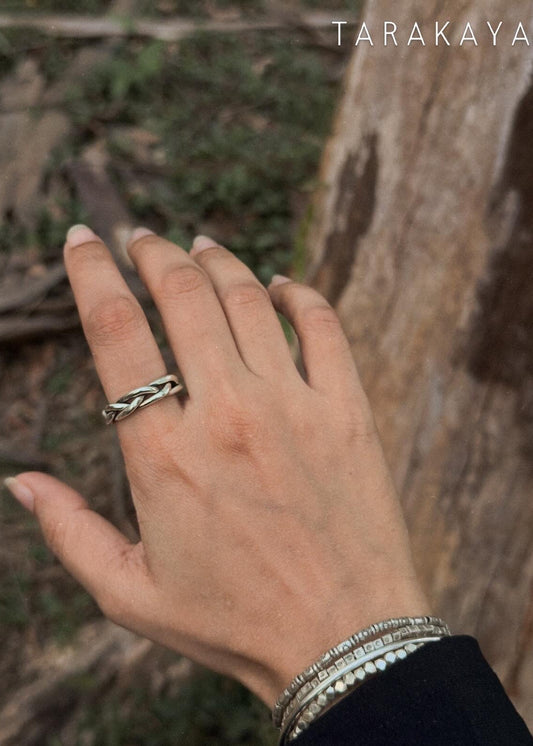 Chunky Twist Braided Adjustable Handcrafted 925 Sterling Silver Unisex Ring