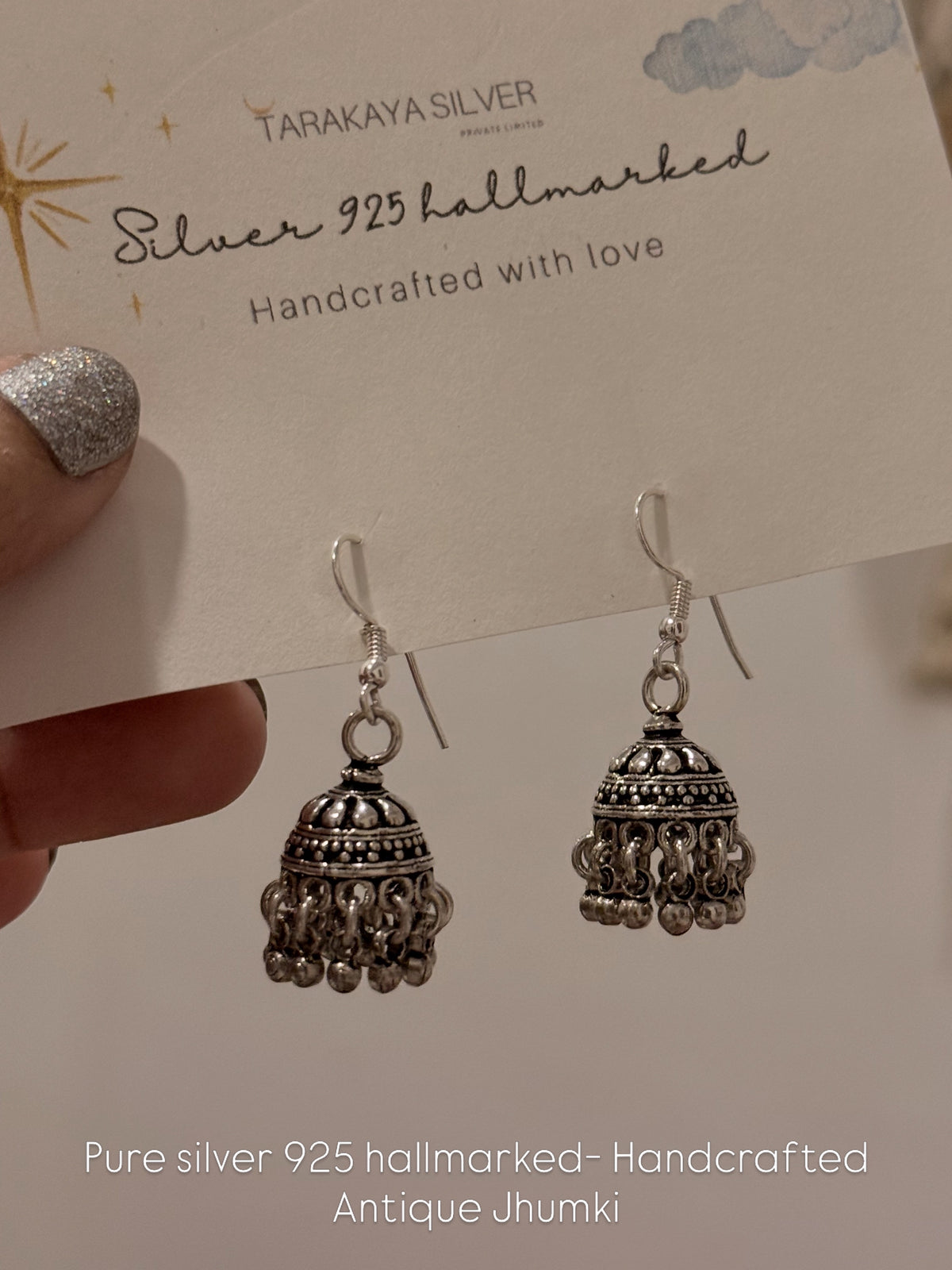 925 Sterling Silver Antique Classic Jhumki