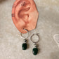 925 Sterling Silver Green Aventurine & Dalmation Jasper Hoops Earrings