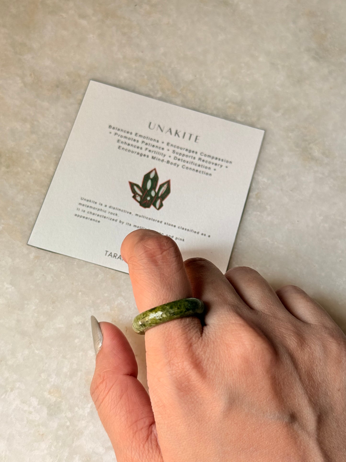 Natural Crystal Unakite Band Ring
