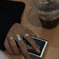 925 Sterling Silver Hammered Chunky Ring