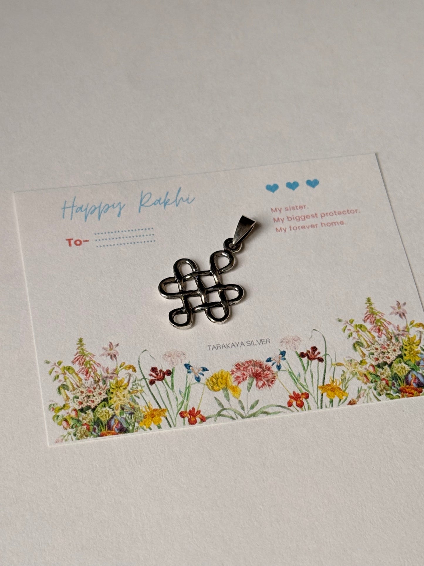 925 Sterling Silver Kolam Reusable as Pendant Handcrafted Rakhi