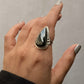 925 Sterling Silver Hematite Pear Statement Ring