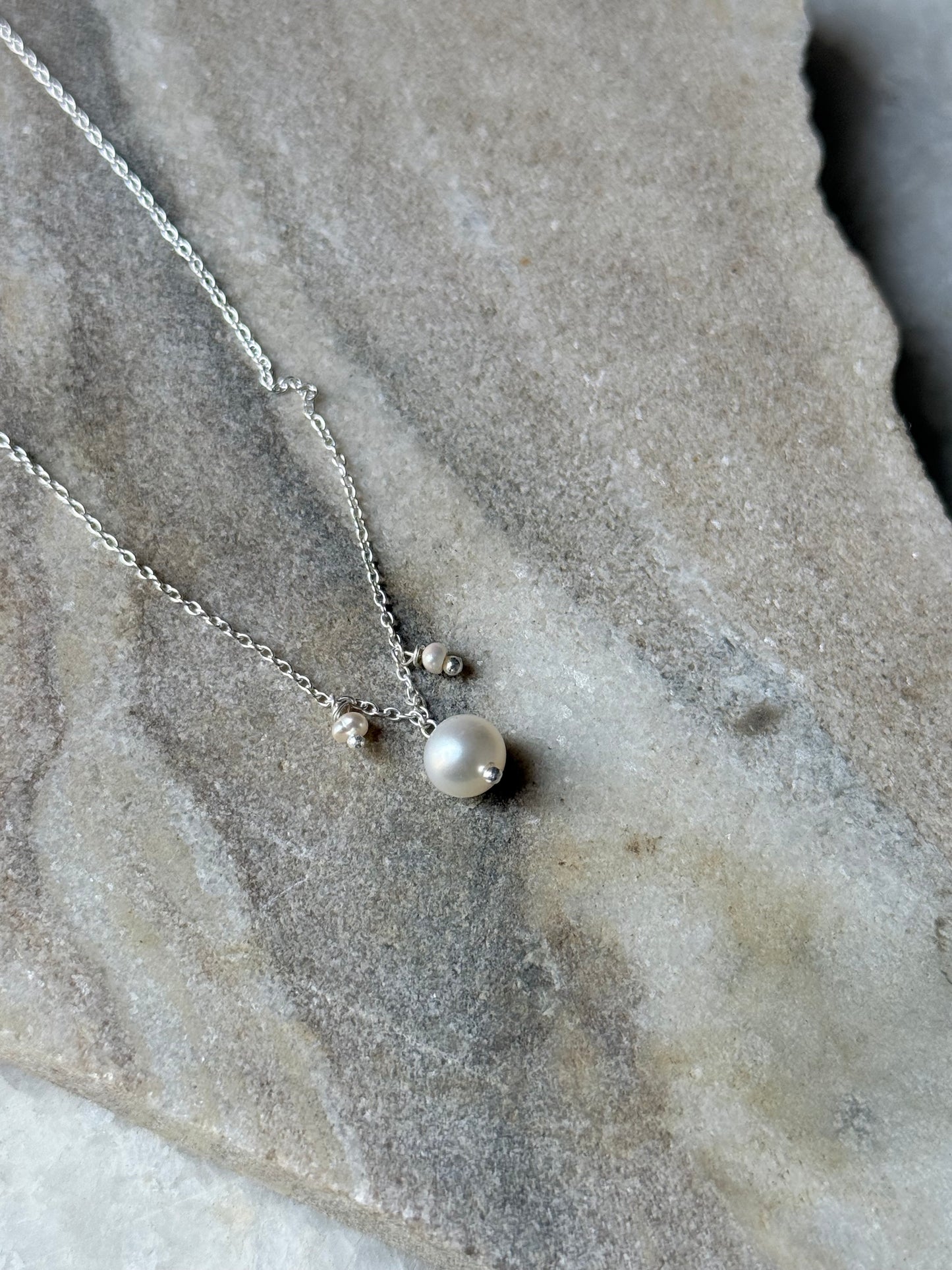 925 Sterling Silver Fresh Water Pearls Minimal Handcrafted Necklace