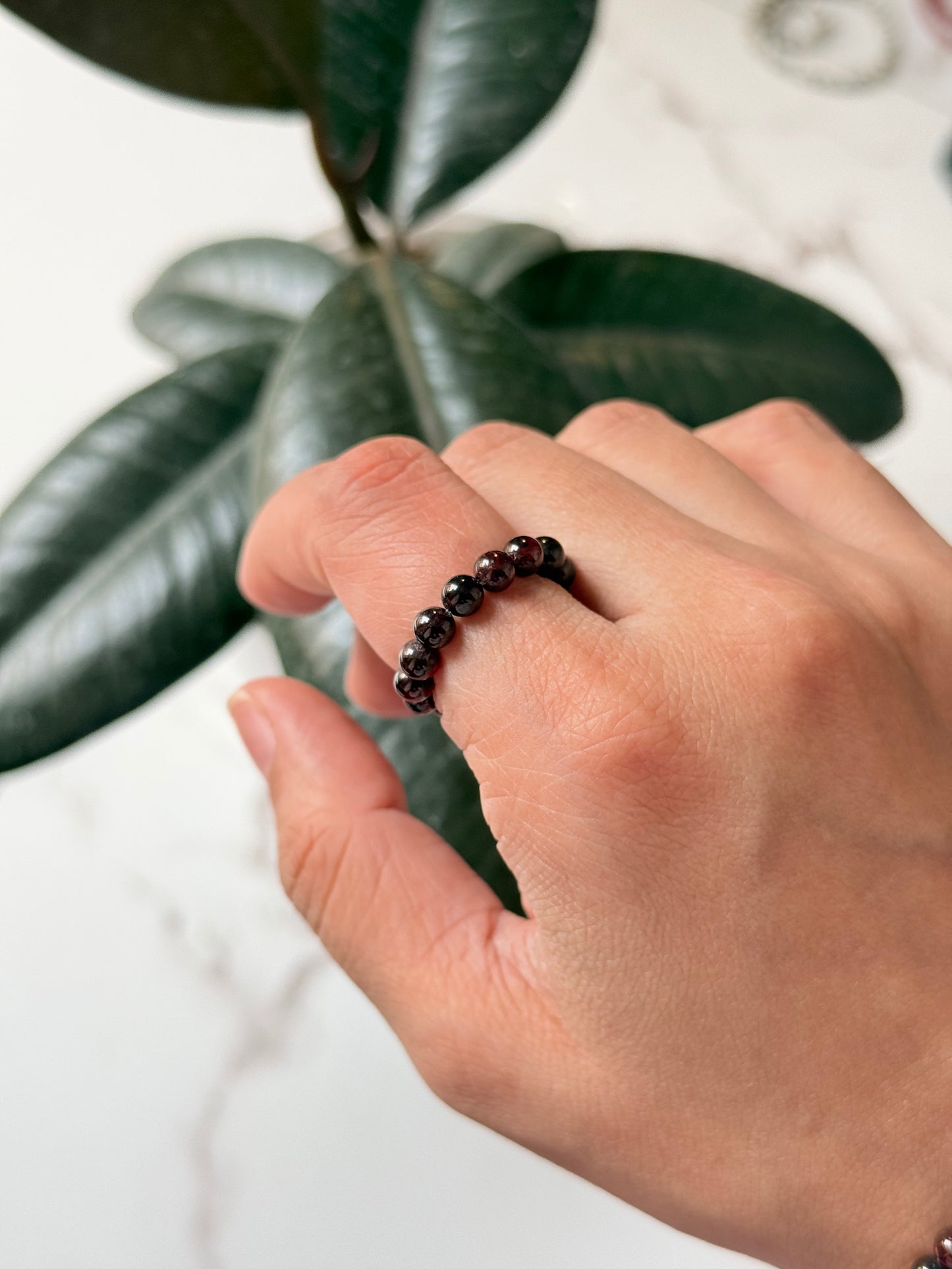 Natural Crystal Garnet 4mm Stretchy Rings